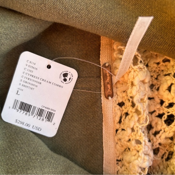 NWT!  Free People Wild Meadow Pullover w Hoodie Crochet Knit Sweater Size L - Picture 7 of 11